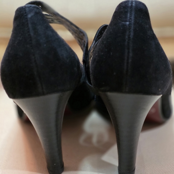 GABOR BLACK LEATHER SUEDE LADIES HEELS SIZE 6.5 - Picture 7 of 10